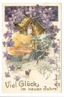 Neujahr - viel Glück - Winter - Kapelle - Präge-Litho - 1903