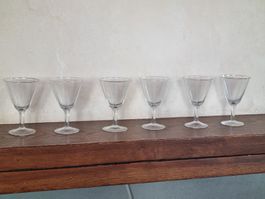 6 verre vintage, style art déco, bon état général, h. 10 cm.