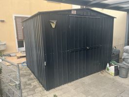 Gartenhaus Metall dunkelgrau mit Oblicht