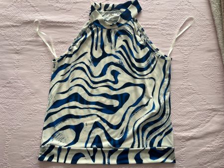 Damen T-Shirt Top Ärmellos blau/weiss Gr. M/L