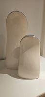Zwei Vasen Set Metall creme und silber