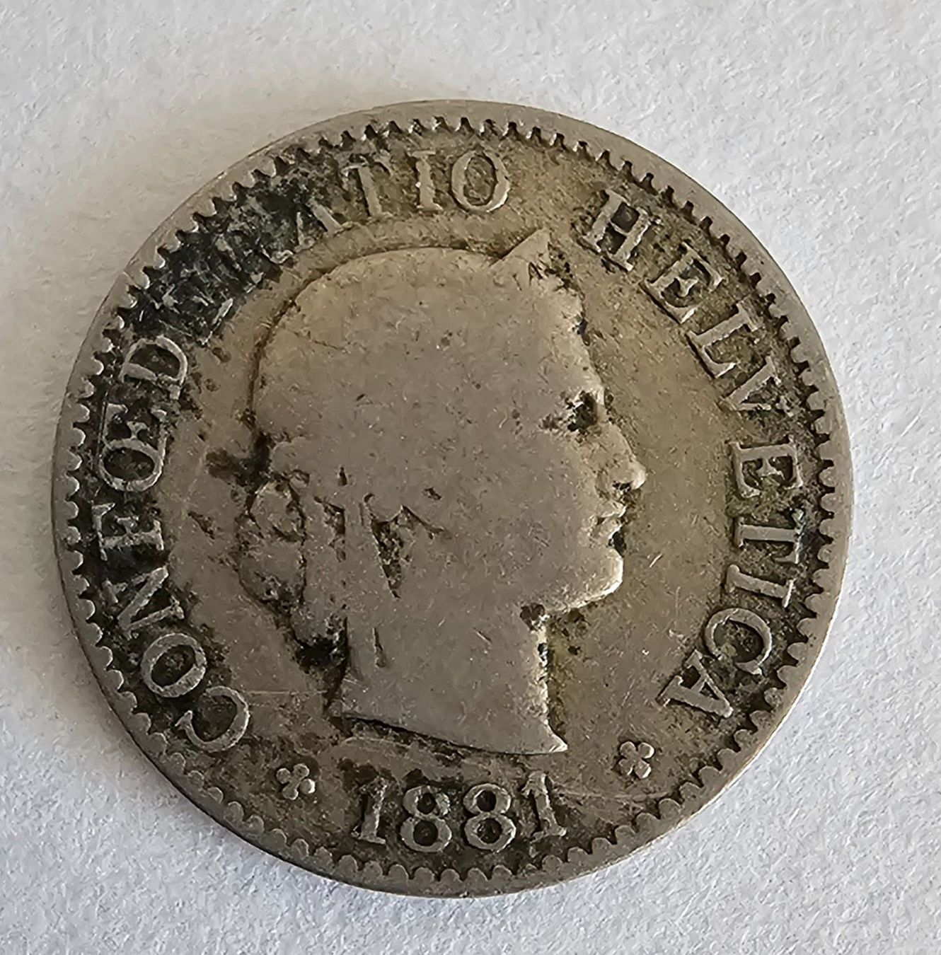 Tutti le monete: 1 Pièce 5 CTS 1881 – Usato da Cortaillod venduto da Titus130