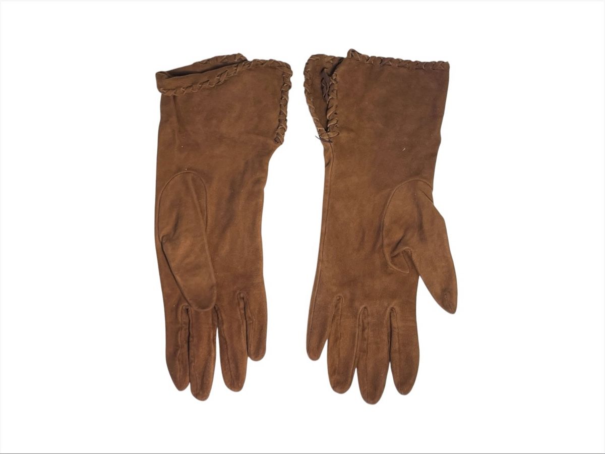 Guanti & manicotti: Vecchi Damen Handschuhe mit Innenfutter aus Seide, braun – Usato da Luzern venduto da woti-shop 3