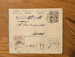 interne Postanweisung 1907 mit 85 (120.--)  für nur 5.--