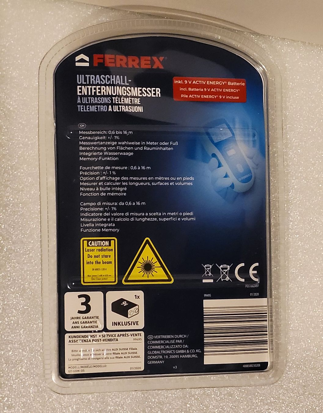 Ferrex Misurare: Ultraschall-Entfernungsmesser – Nuovo e nell'imballaggio originale da Zürich venduto da Avd 7