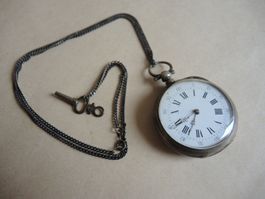 Taschenuhr Silber m Kette Schlüssel BLOT A TUFFE