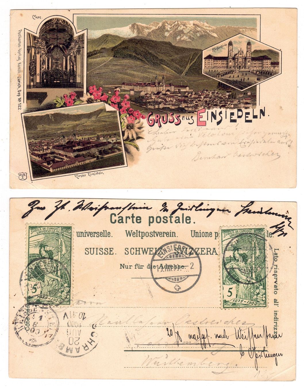 Cartoline postali: Gruss aus Einsiedeln (litho) – Usato da La Tour-de-Peilz venduto da amjust