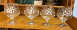 4 Cognac Gläser - handbemalt mit Blumenmuster