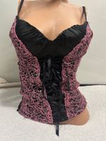 SEXY TOP KORSETT TANKTOP MIT SPITZE GR S NEU