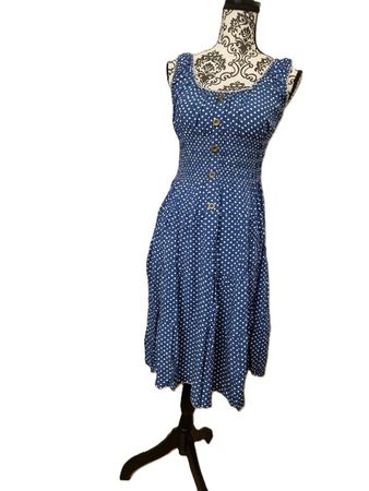 Blaues Sommerkleid - gepunktet und luftig! Gr. L/XL