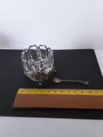 antikes Salzgefäss aus Kristallglas mit Silbersockel
