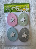 Deko-Eier mit Hase 4er-Set, Holz, Pastellfarben, NEU!
