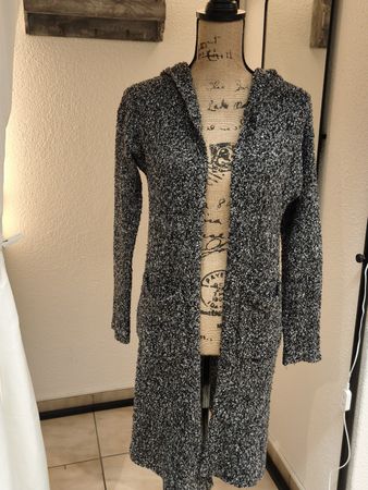 Damen Strickjacke C&A schwarz weiss Kapuze Grösse S