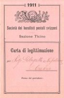 Tessera poste Svizzera 1911 Cadro Morcote Sezione TI