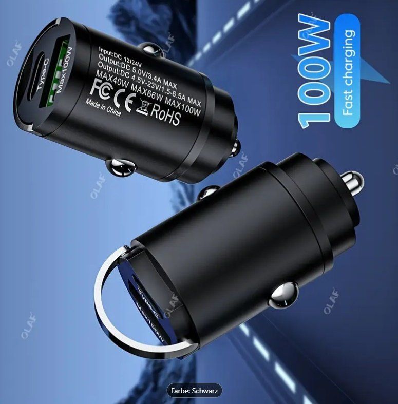 Caricabatterie: Mini 100W PD QC Schnelllade USB-Auto Ladegerät – Nuovo (secondo la descrizione) da Nidau venduto da EXP40 1
