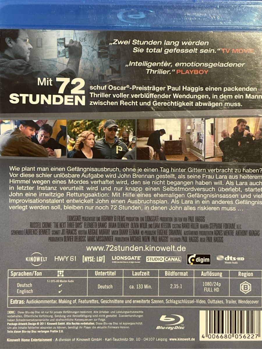 Tutti i DVDs: 72 Stunden - The Next Three Days (2010) – Usato da Waldenburg venduto da Gonzo8 1