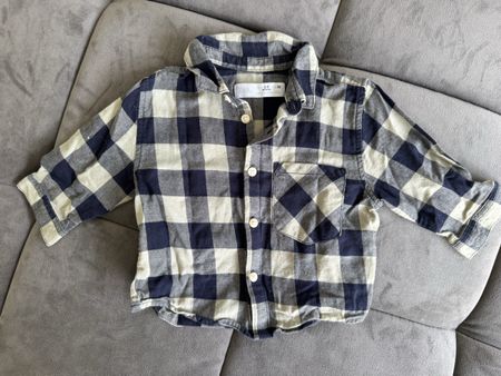 Zara Hemd kariert blau weiss Grösse 68 Baby Kleidung