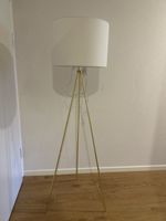 Tripod Floor Lamp fabric shade gold legs modern design