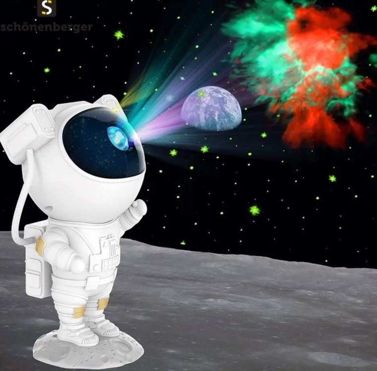 Dechoga Astronaut Sternenhimmel Projektor Mit Bluetooth-Lautsprecher & Wecker – 8 Lichteffekte, Weißes Rauschen