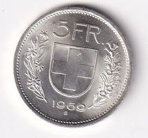 5 Franken 1969 fast unz