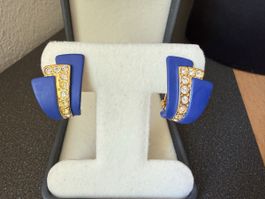 ✨Orecchini vintage blu con strass, Clips