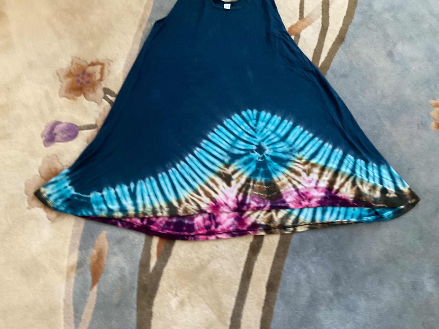 Vestiti: Robe d'été tie-dye batik bleu turquoise - Taille Unique - – Usato da Genève venduto da Mazelyne 5