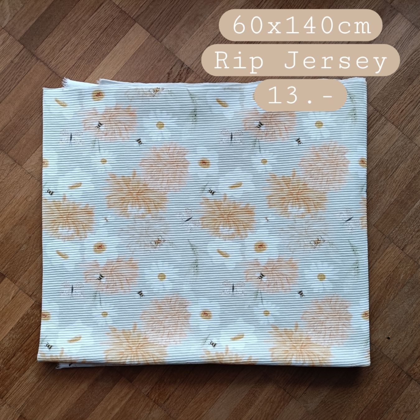 Tessuti: 60cm Rip Jersey Blumen und Bienen – Nuovo (secondo la descrizione) da Näfels venduto da CH.Kchlineknopf
