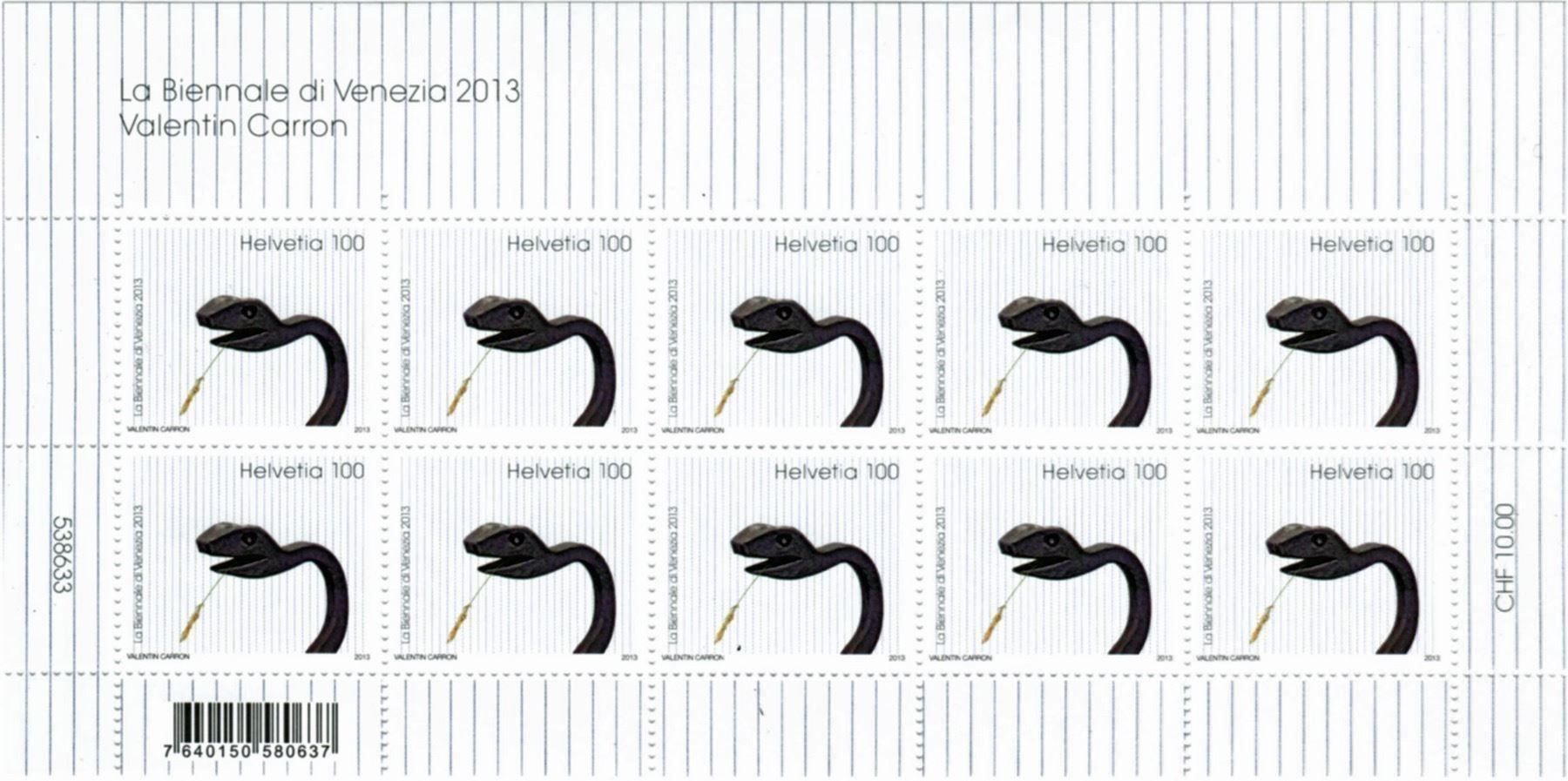 Alle Briefmarken: Kleinbogen Schlangen Valentin Carron** 2013 – Neu (gemäss Beschreibung) aus Dottikon von haeusibuh5