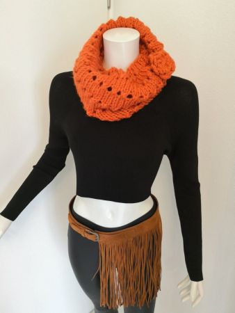 🤩HANDGESTRICKTER SCHLAUCH-SCHAL ORANGE NEUWERTIG &MISSONI P