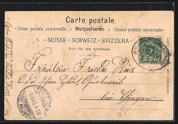 Cartoline postali: Litho Winterthur, Wald am Aussichtsturm, – Usato da Berlin venduto da bartko-reher 1
