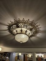 Vintage Deckenlampe, Kristall, Messing, Top Zustand!