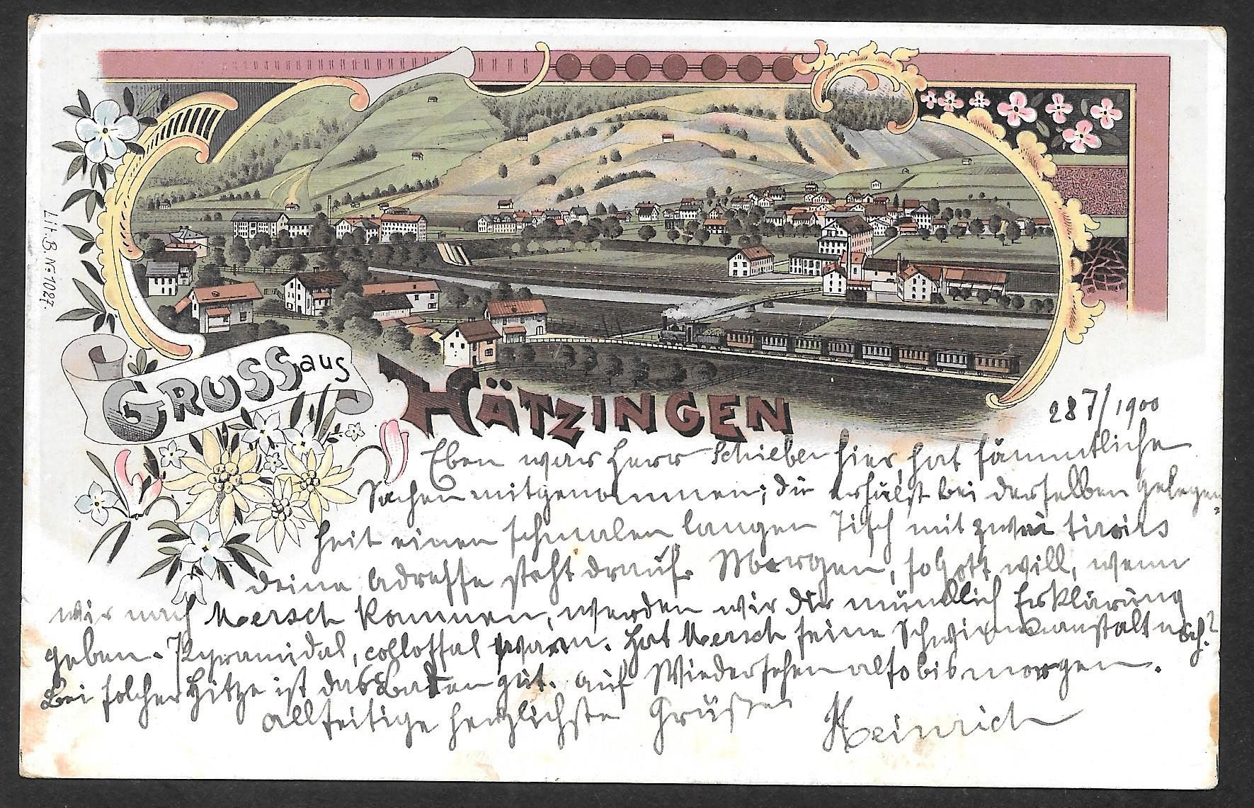 Cartoline postali: Hätzingen farbige Lithografie – Usato da Olten venduto da clotaldi