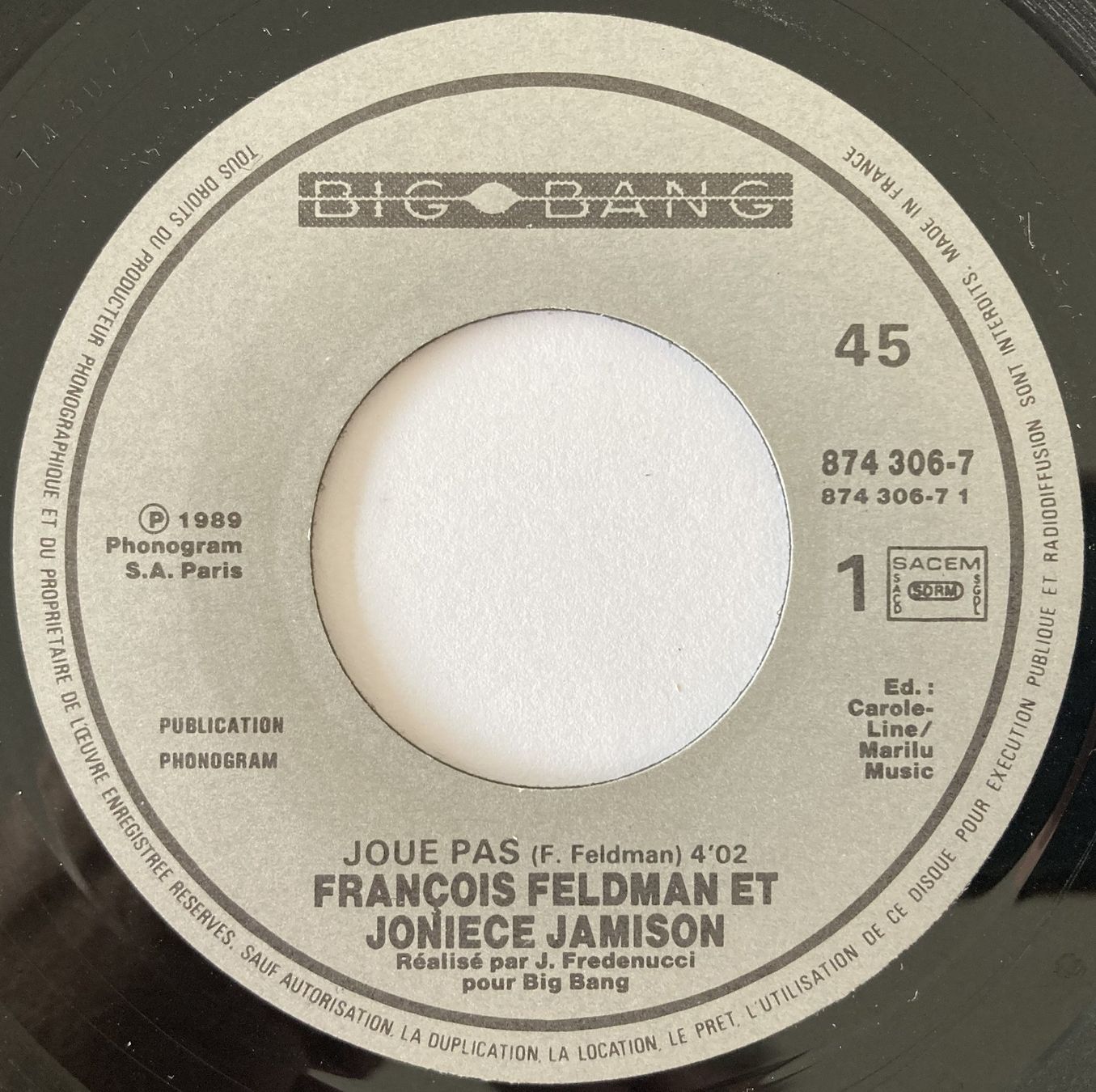Dischi in vinile: FRANCOIS FELDMAN ET JONIECE JAMISON - JOUE PAS – Usato da Bottens venduto da hotter-than-hell 2