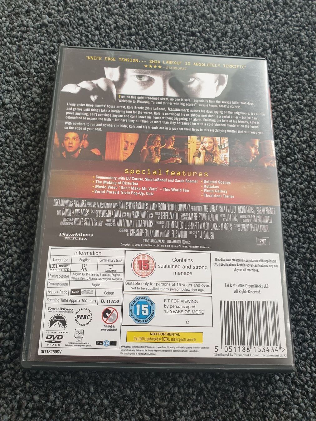 Tutti i DVDs: DISTURBIA (803) – Usato da Ruswil venduto da M71 1