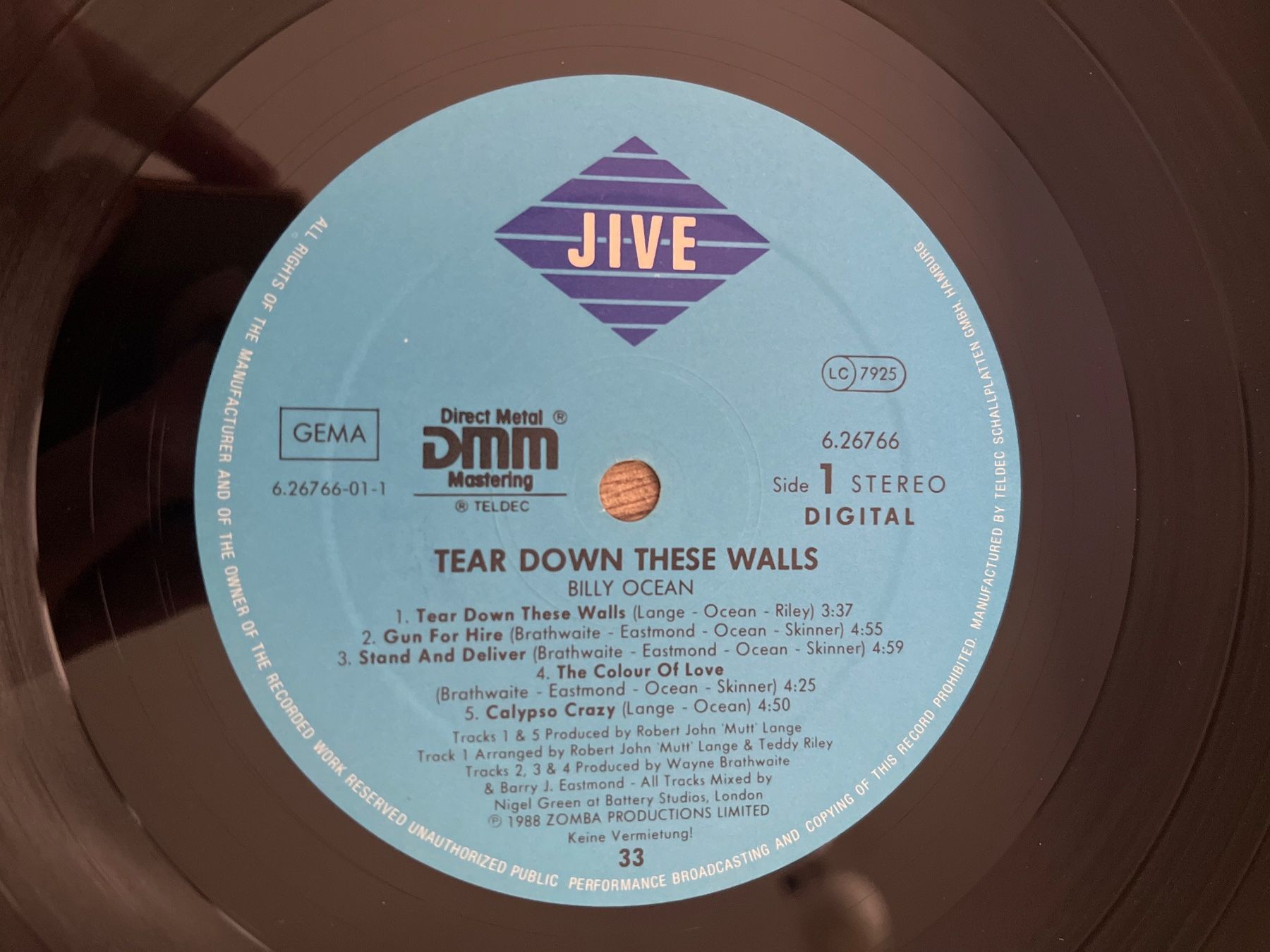 Schallplatten: A781/Billy Ocean Tear Down These Walls – Gebraucht aus Frutigen von Philippe_jsp 2