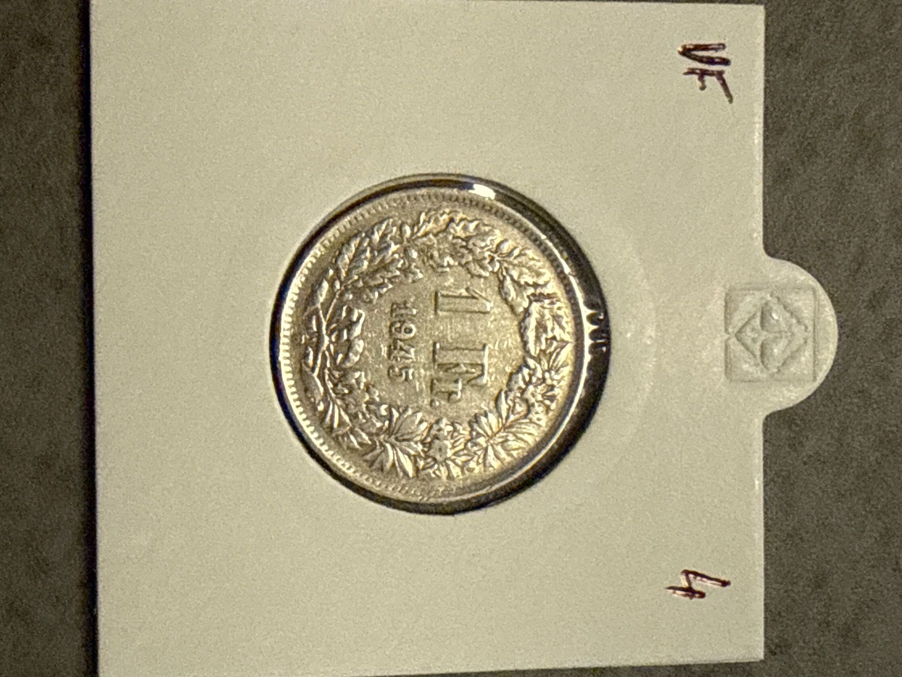 Alle Münzen: Swiss 1 franc 1945 Silver Coin – Gebraucht aus Pully von ta571
