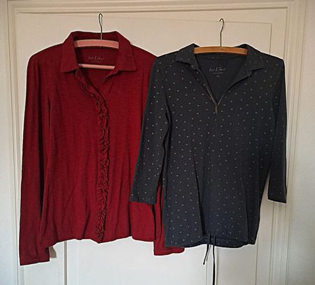 Zwei naturaline T-Shirt langarm, Damen , Grösse XS