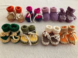 1 P. handgestrickte neue Babyschuhe/Babyfinken f.Neugeborene