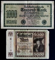 2 Banknoten aus der Hyperinflation des Deutsches Reichs 1922