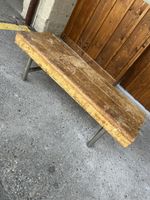 Banc vintage industriel, bois et métal - parfait jardin!
