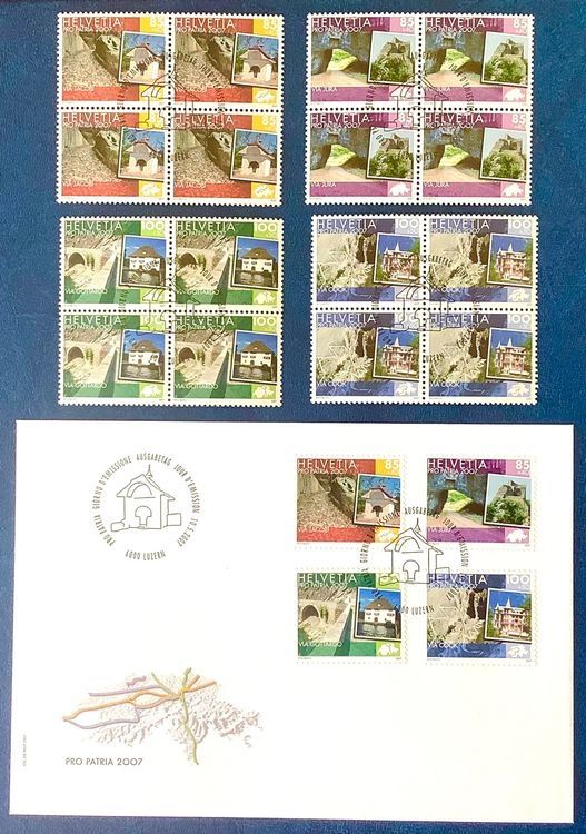 Tutti i francobolli: 2007 FDC Pro Patria + Viererblock Satz ET – Nuovo (secondo la descrizione) da Liestal venduto da Skunk02