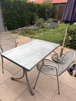 Balkonset Tisch mit zwei Stühlen Metall grau gebraucht