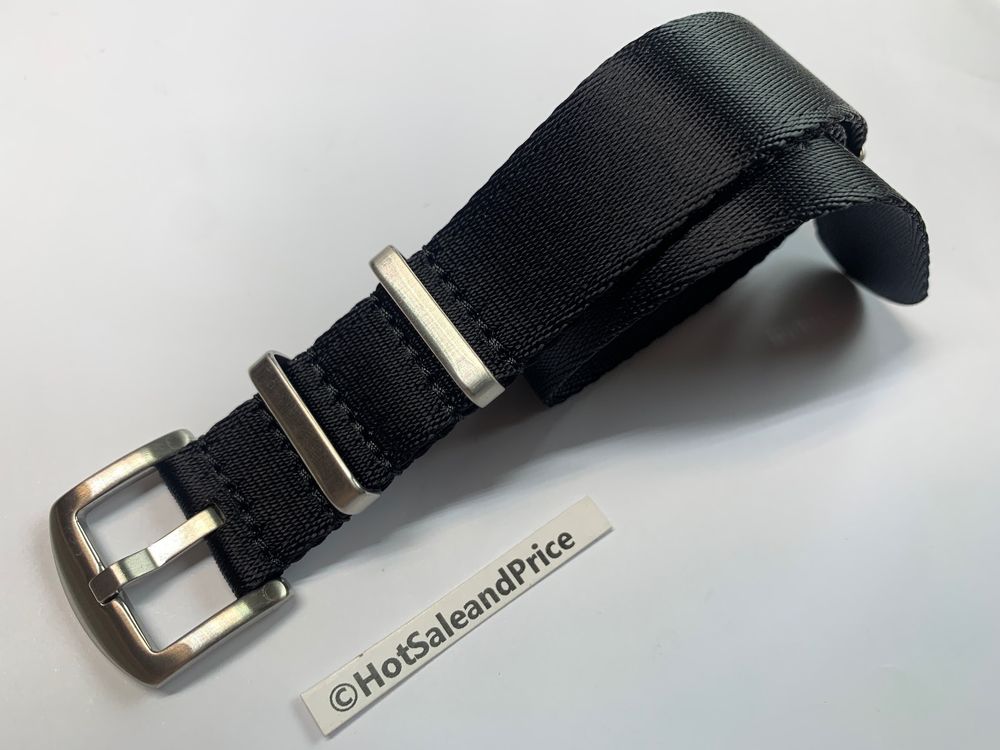 20mm Nato Textil Uhren-Armband schwarz, Nylon, Top-Qualität 1