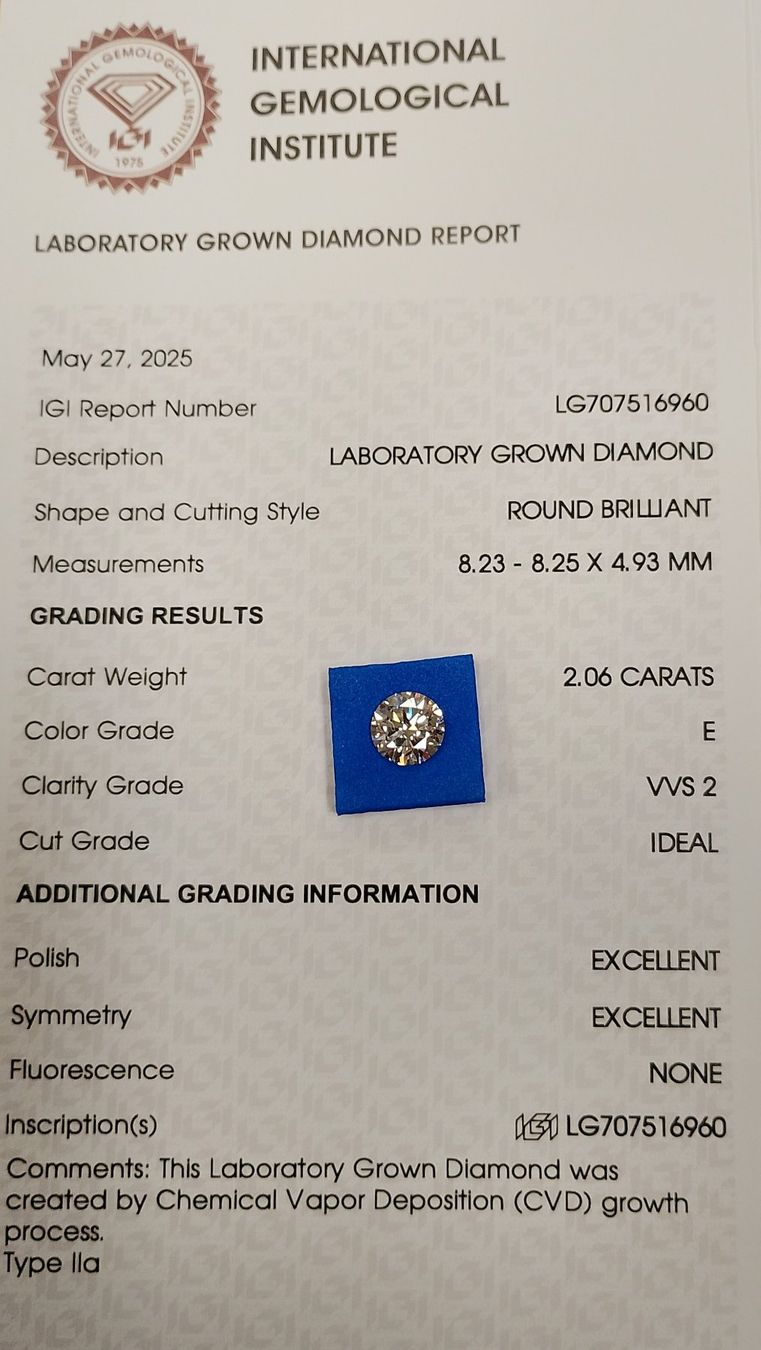 Pietre preziose: 2.06ct Diamond VVS2 E ID 2EX (lab) éco-diamond – Nuovo e nell'imballaggio originale da Genève venduto da Monkey_Soldier 1