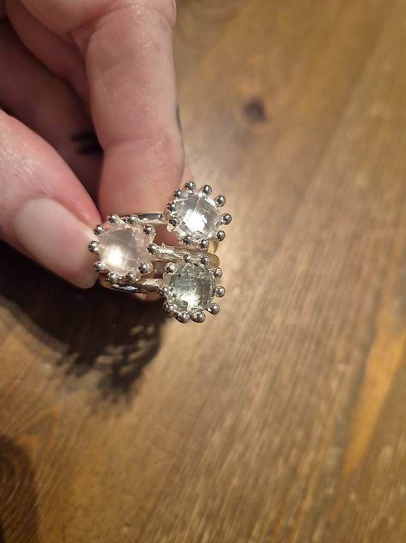 Anelli: Edelstein Ring Silber Rosenquarz, Bergkristall, Amethyst – Nuovo (secondo la descrizione) da Bern venduto da grisu_79 1