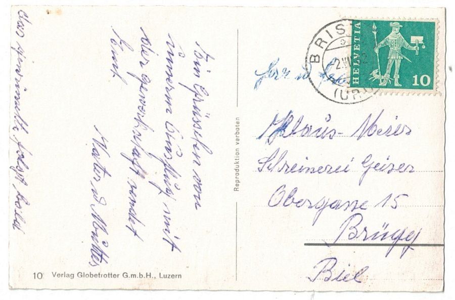 Cartoline postali: Golzernalp, gelaufen 1962 – Usato da Frauenfeld venduto da POML 1