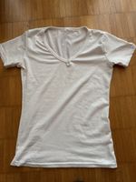 Weisses T-Shirt mit V-Ausschnitt, S
