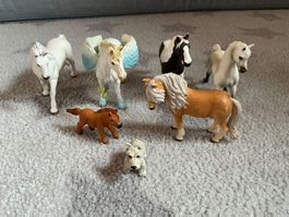 Schleich Pferde und Hund Figuren Set gebraucht 6 Stück