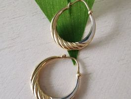 zierliche 18Kt. Bi-Color Creolen (gelb/weiss)