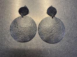 Silver Disc Drop Earrings – Textured Finish